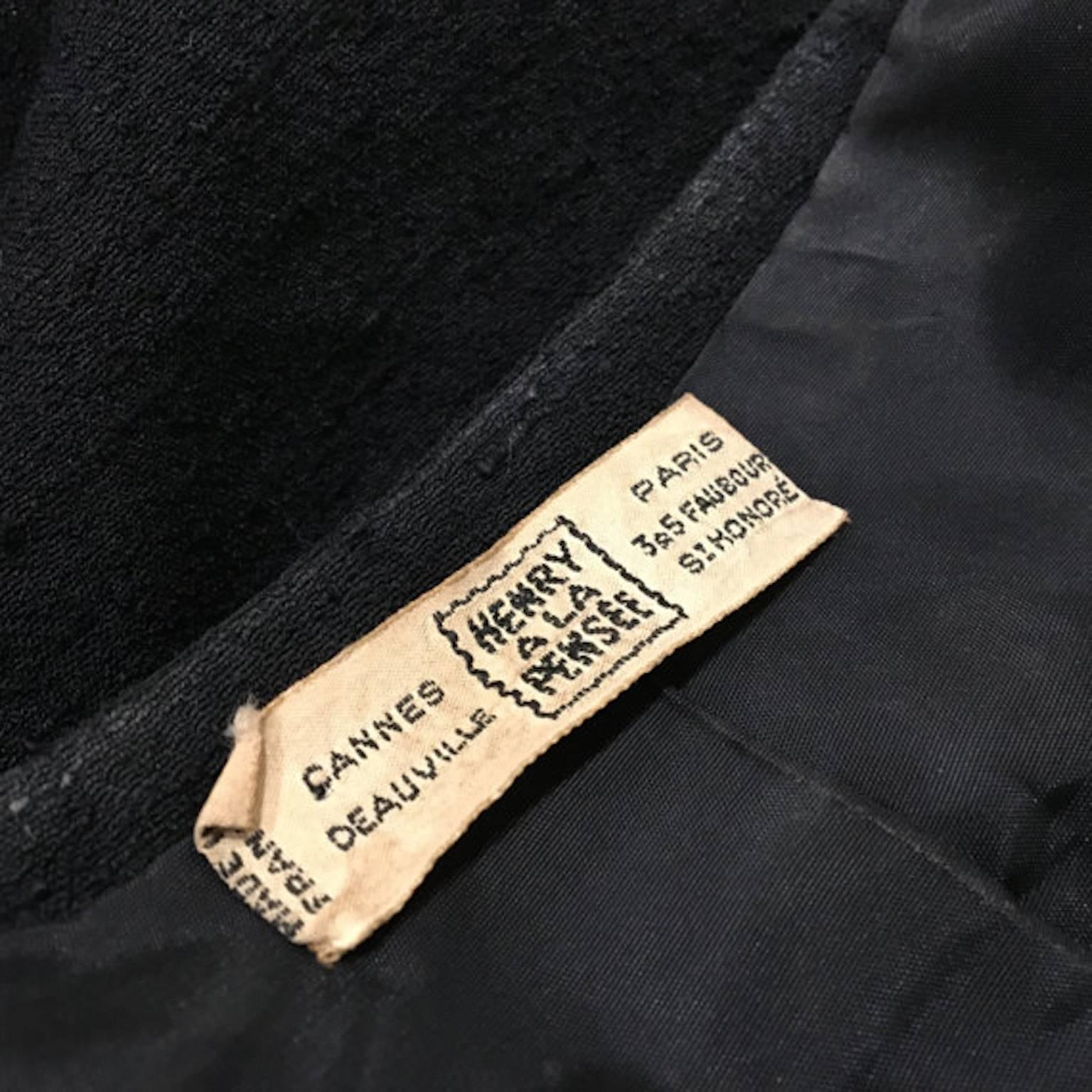 Henry à La Pensée Black Silk Mink Fur Cuff Jacket 1950s In Excellent Condition For Sale In Portsmouth, Hampshire