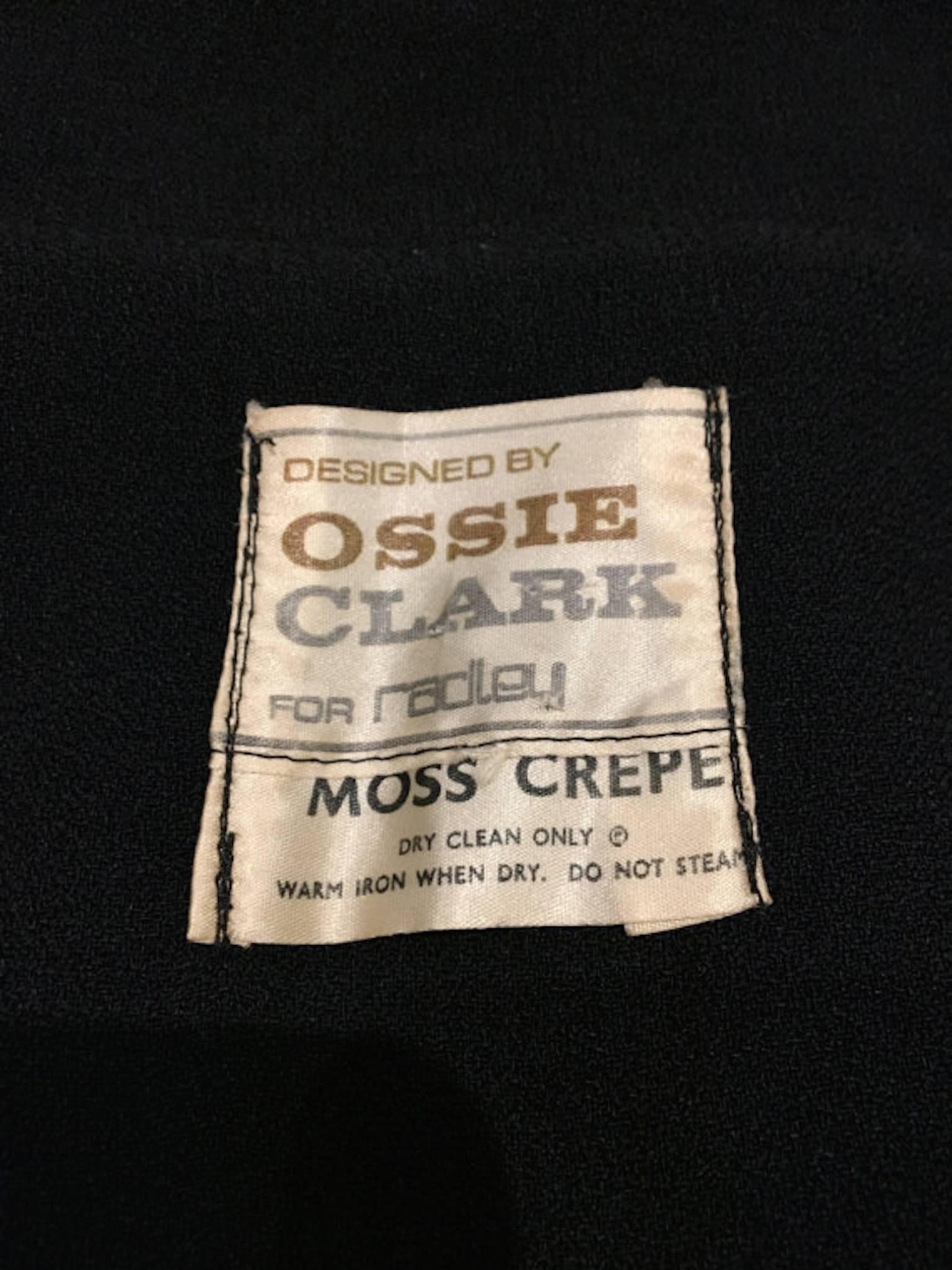 Ossie Clark For Radley Black Moss Crepe 1970s Vintage Maxi Dress 1