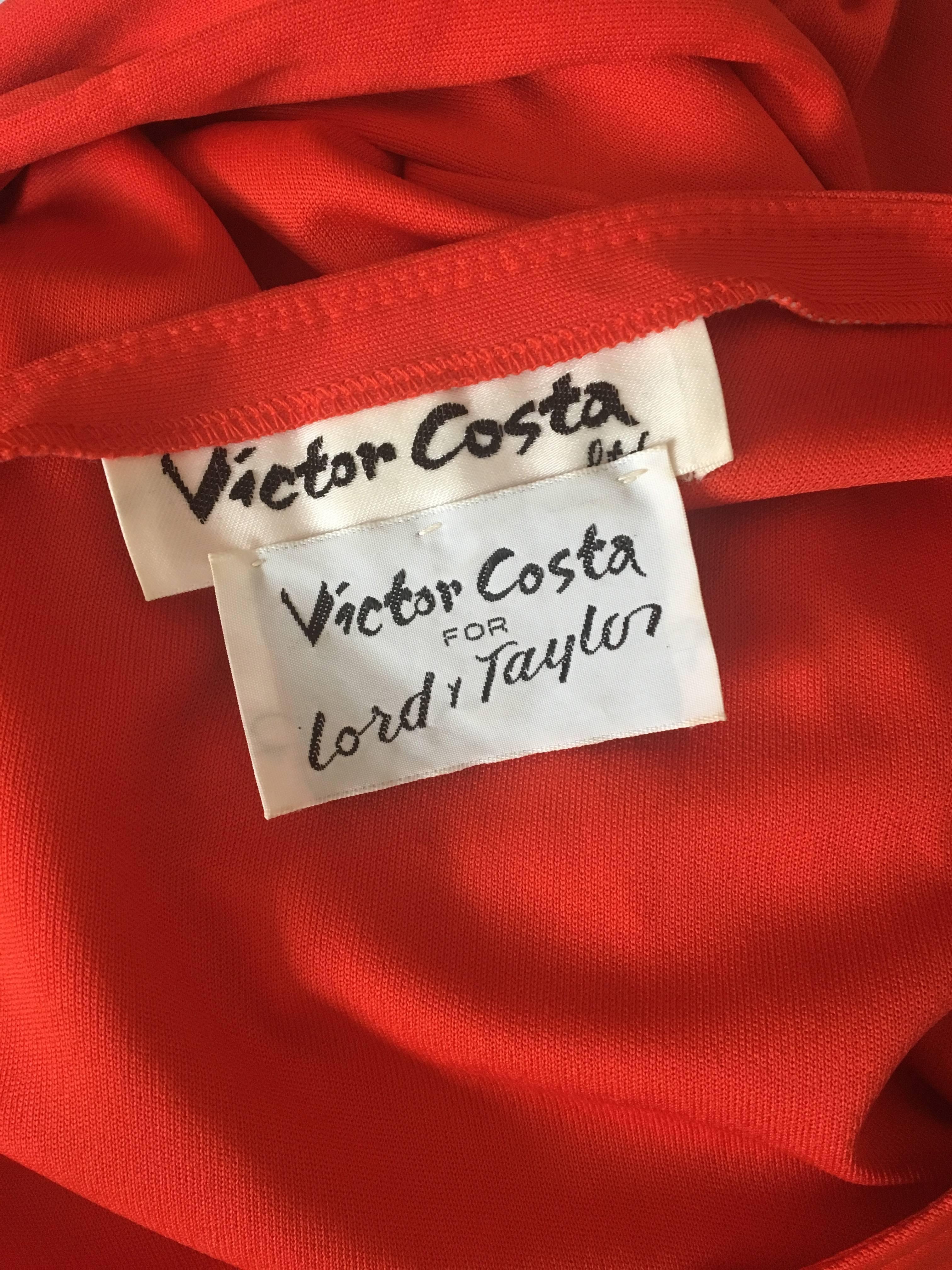 Victor Costa Red Hollywood Maxi Hostess Tassel Belt Dress For Sale 1