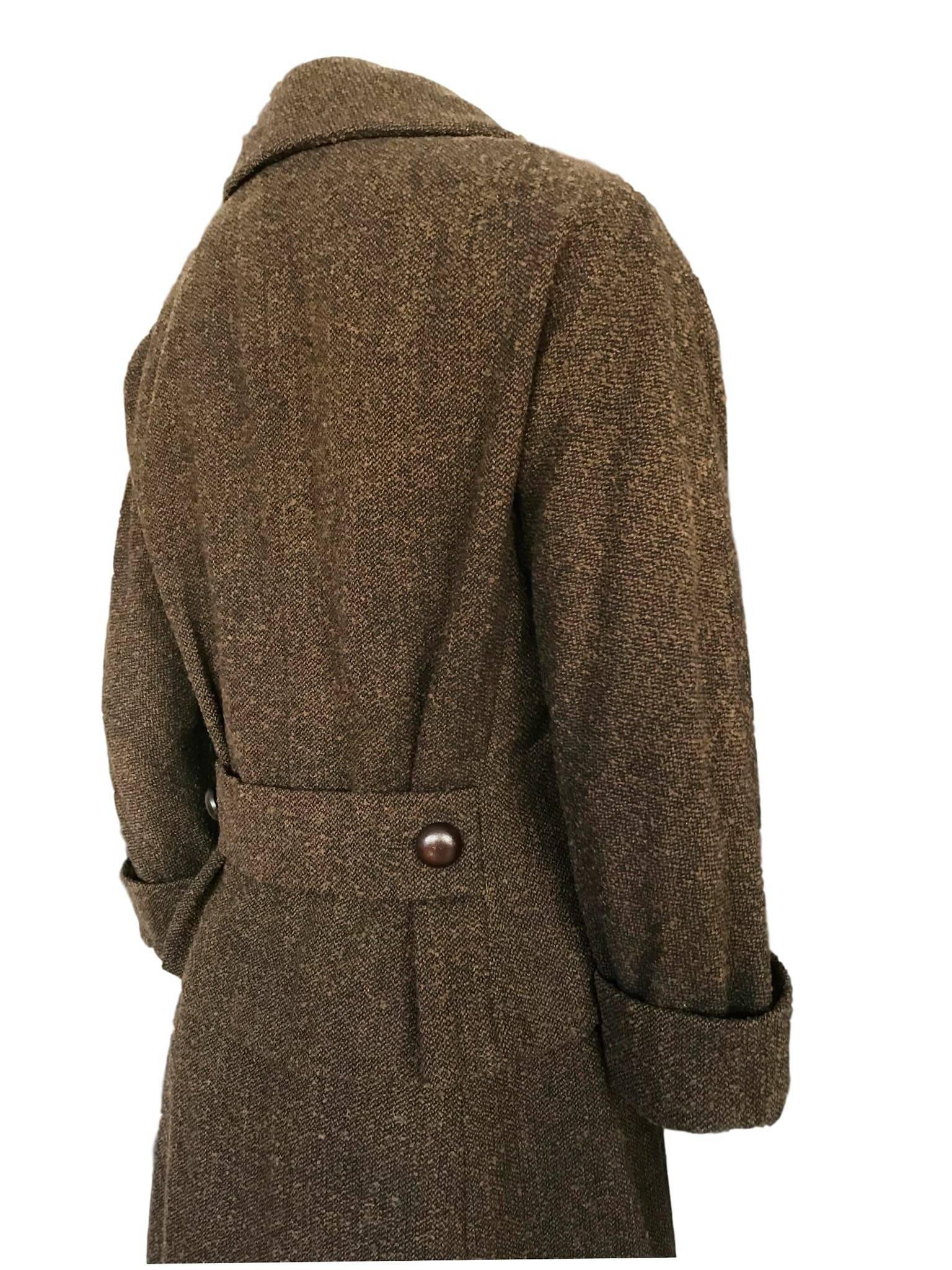 Women's or Men's 1950s Christian Dior New York Brown Boucle Wool Skirt Jacket 2 Piece Suit 