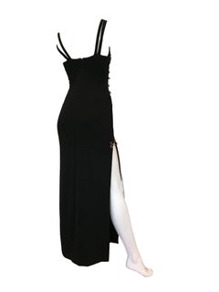 1994 Bernshaw Plunge Black Jersey Iconic Dress Liz Hurley Versace Red Carpet