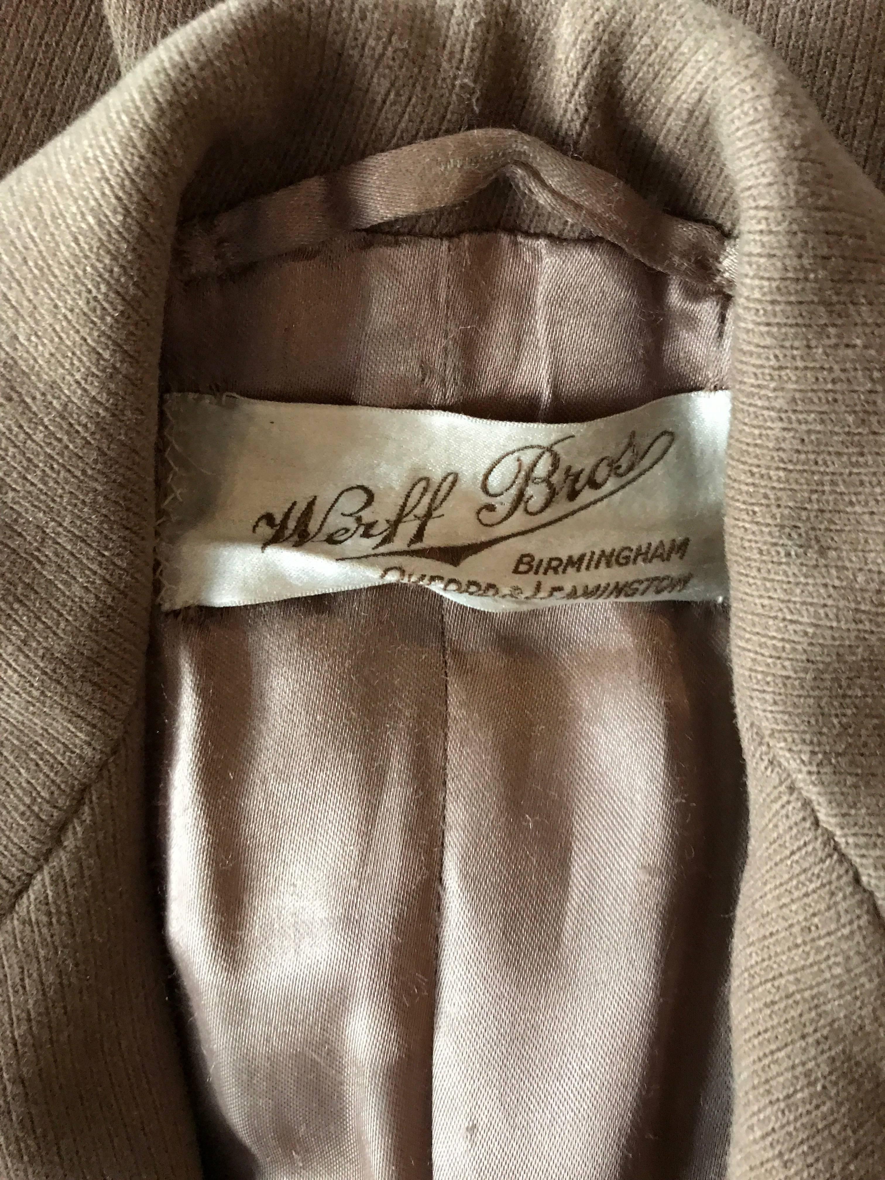 Brown Werff Bros 1930s Wool Ladies Riding Suit 8 For Sale