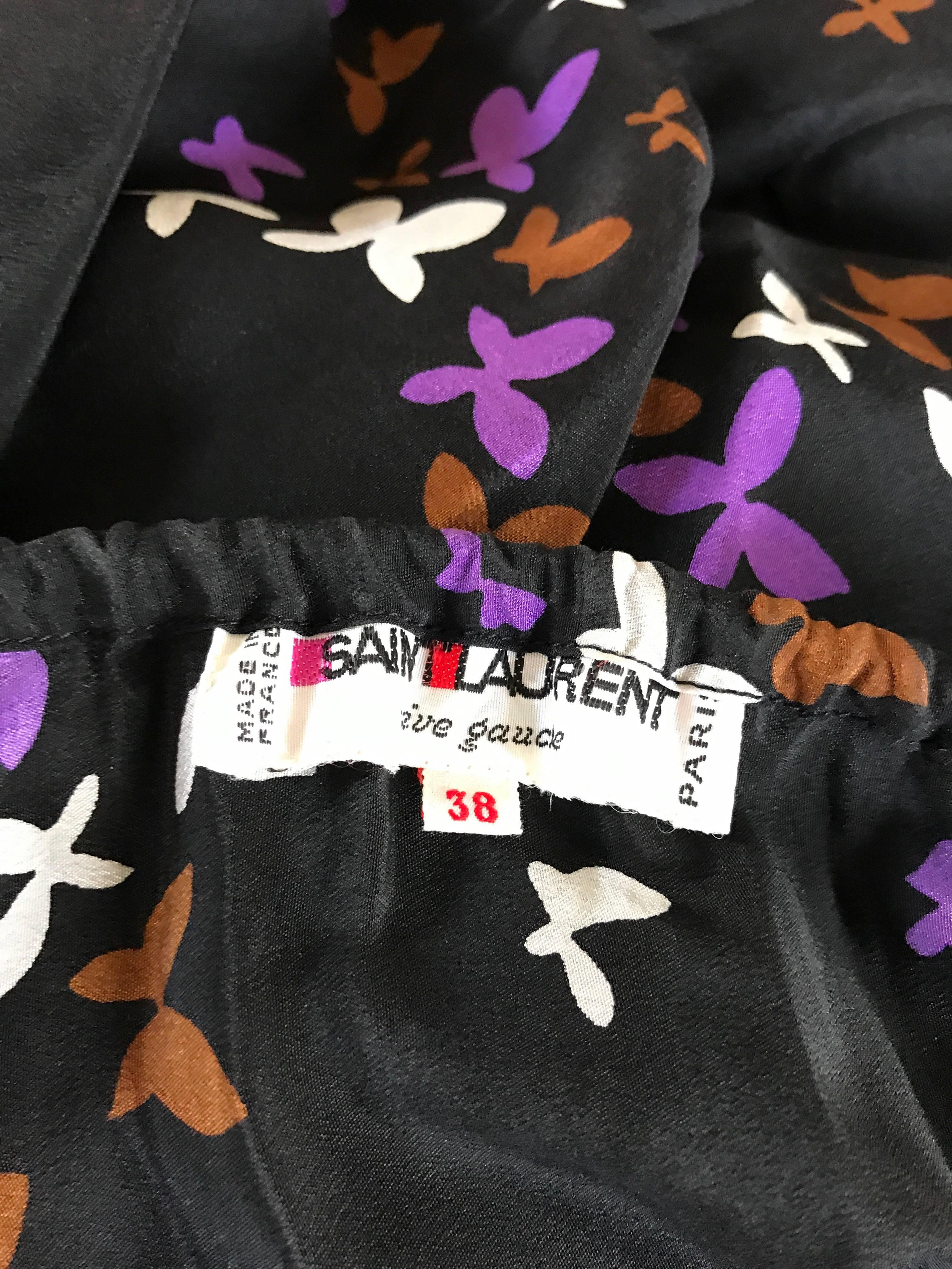 Yves Saint Laurent S/S 1978 Silk Butterly Print Halter Maxi Dress Gown In Excellent Condition For Sale In Portsmouth, Hampshire
