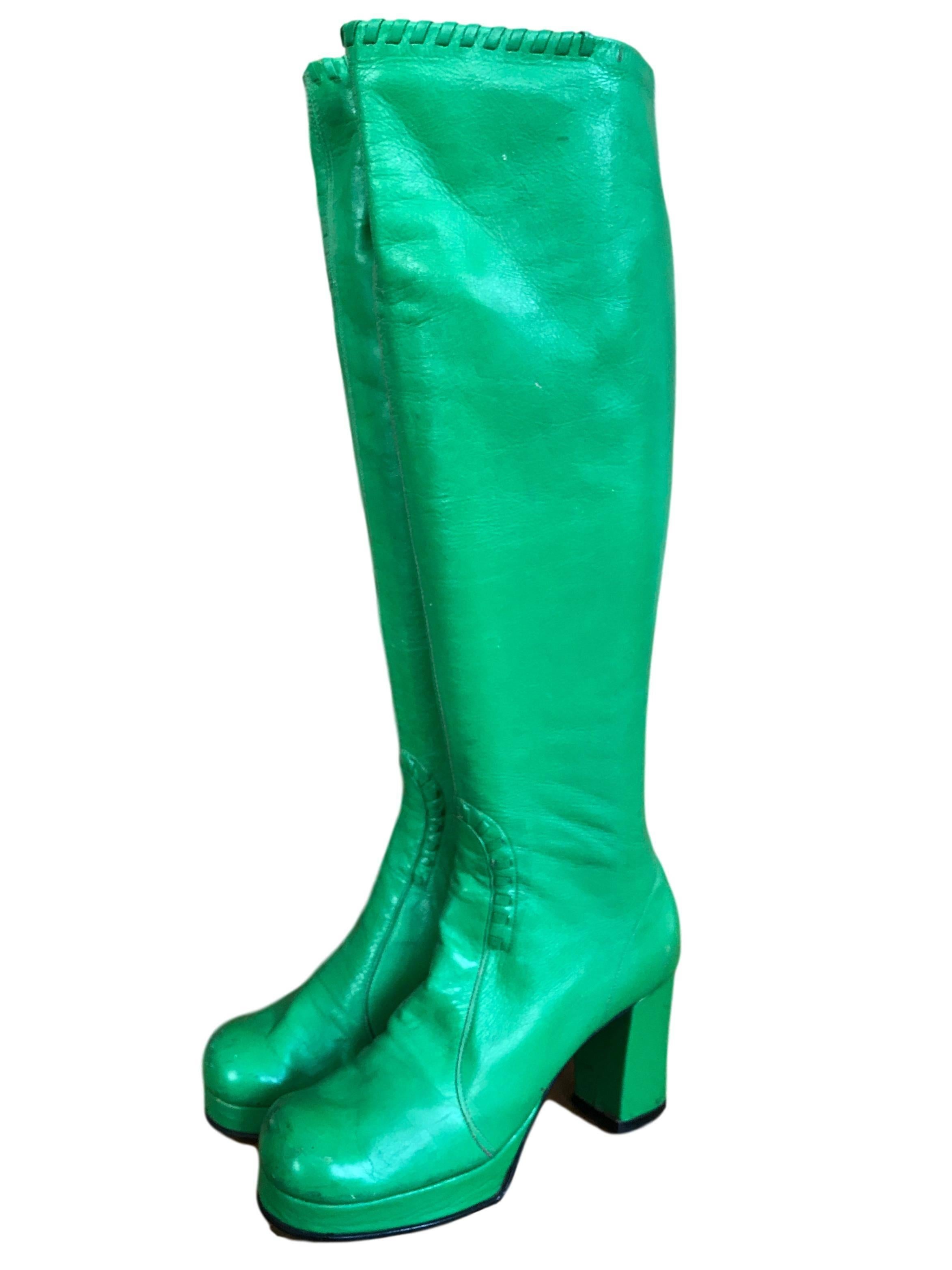 green platform boots