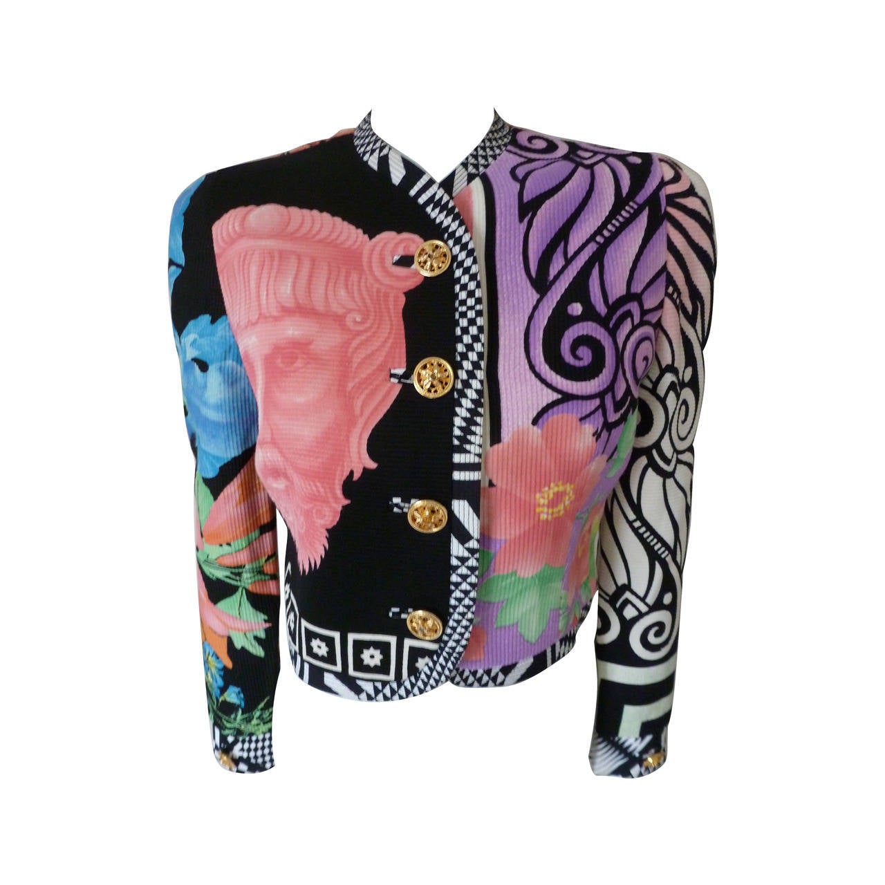 Gianni Versace Couture Silk Print Jacket Spring 1992 For Sale