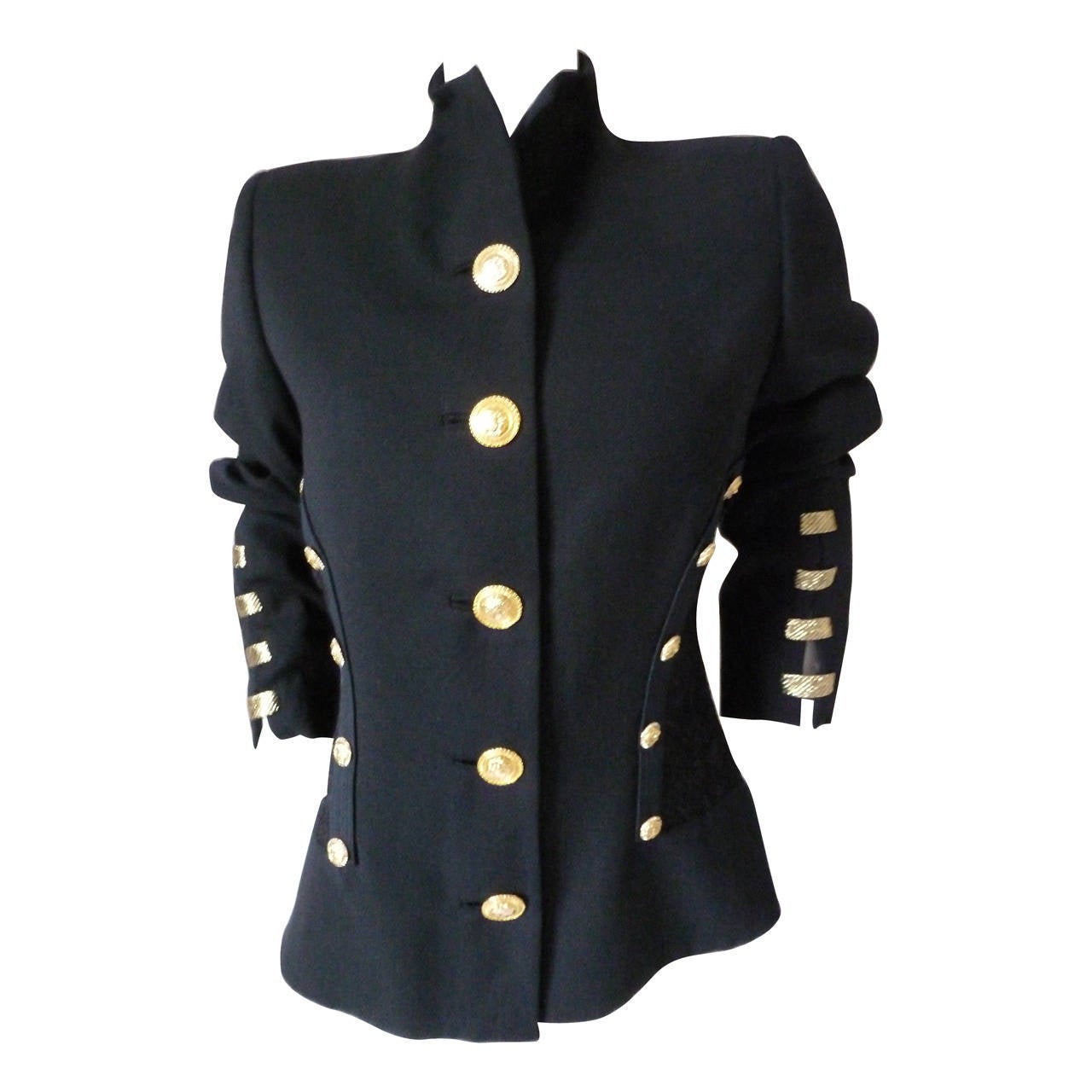 Rare Gianni Versace Couture Studded Medusa Lace Jacket Spring 1992 For Sale