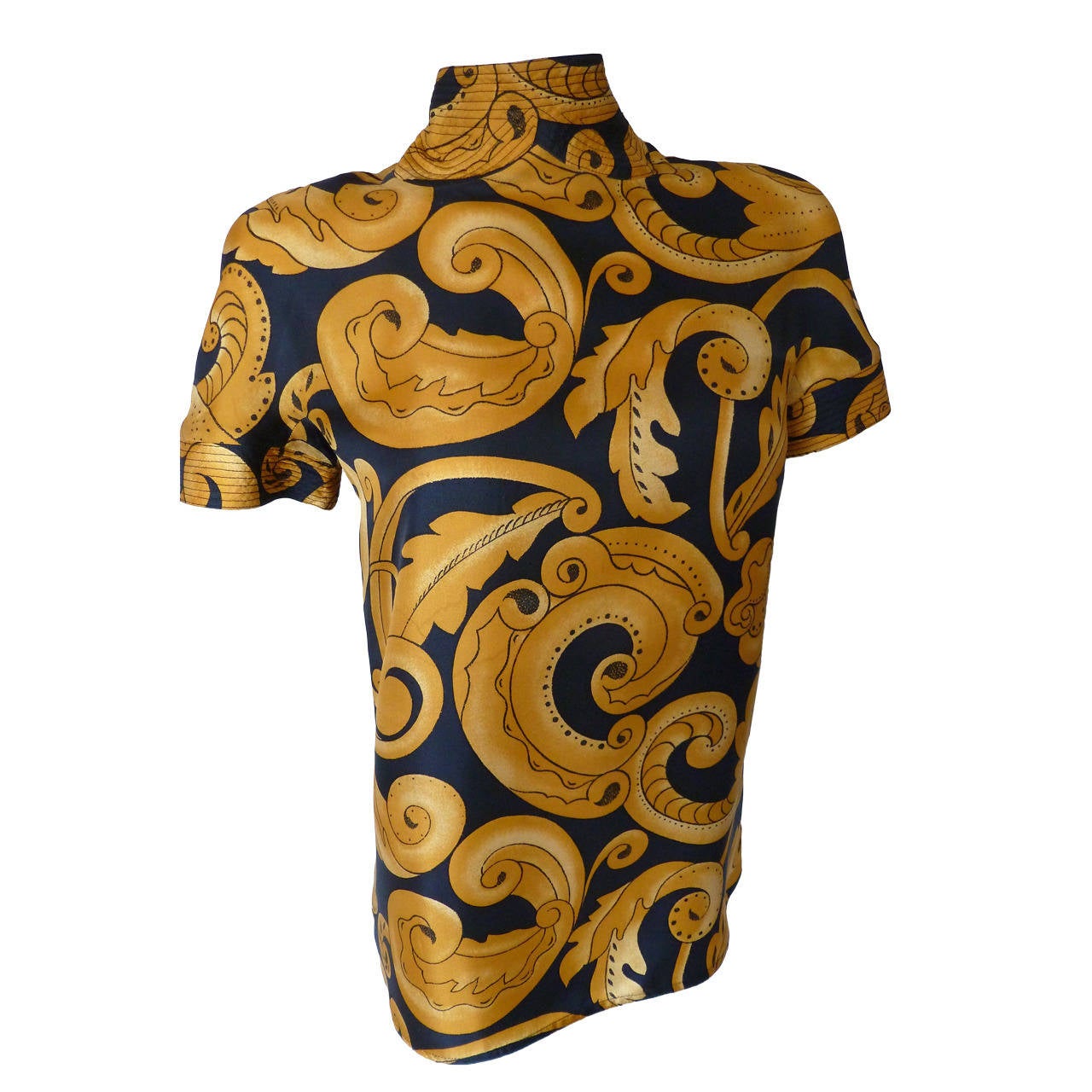 Gianni Versace Couture Baroque Printed Silk Blouse Fall 1991 For Sale