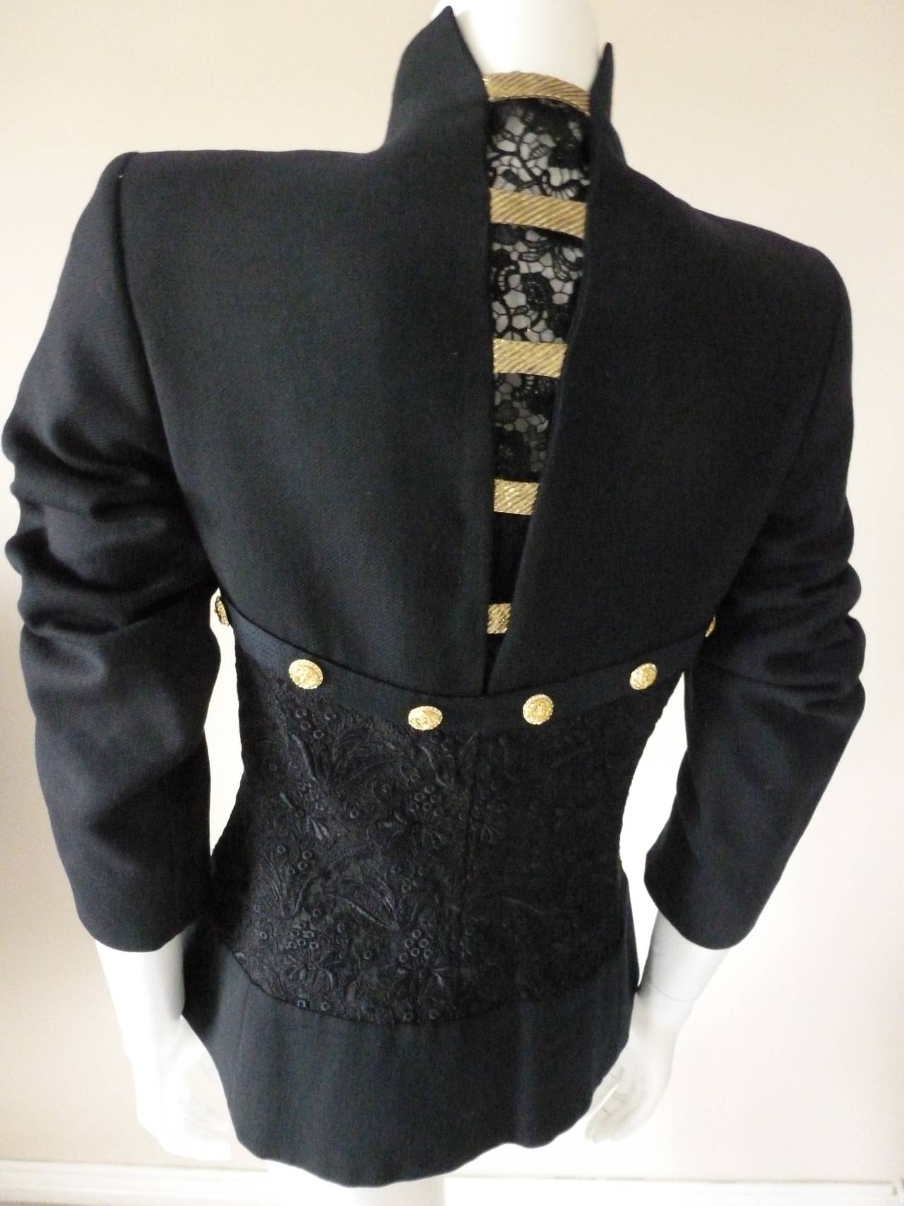 Rare Gianni Versace Couture Studded Medusa Lace Jacket Spring 1992 In Excellent Condition For Sale In W1, GB