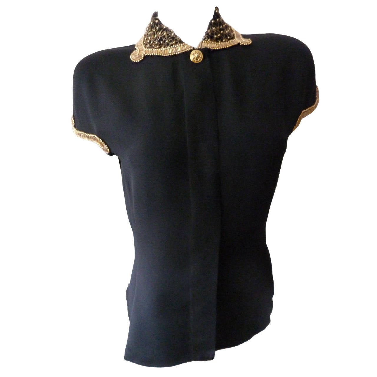 Gianni Versace Couture Silk Beaded Evening Blouse Fall 1992 For Sale