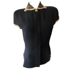 Gianni Versace Couture Silk Beaded Evening Blouse Fall 1992
