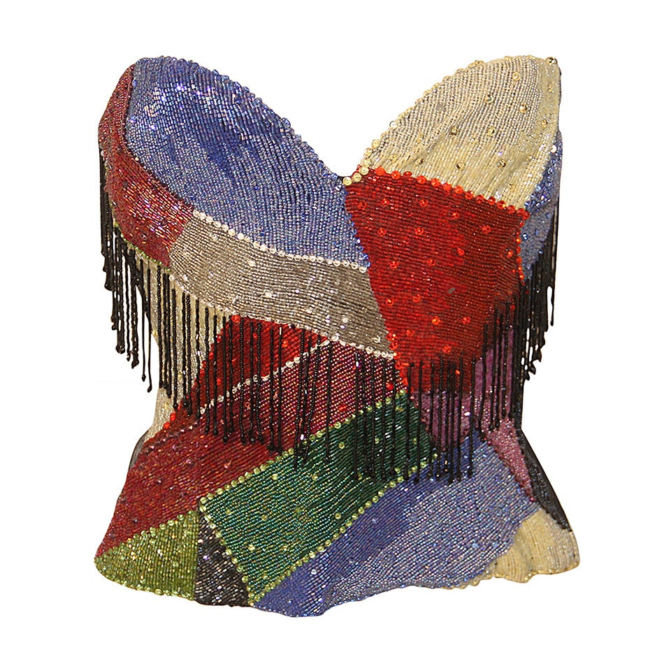 Rare Gianni Versace Couture Beaded Bustier Spring 1991 For Sale