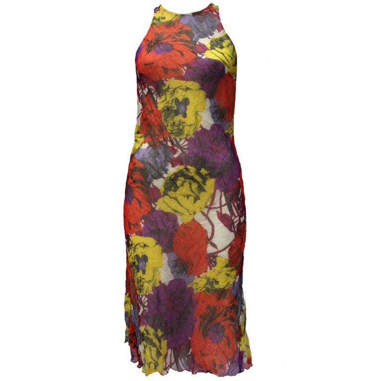 Gianni Versace Couture Floral Fantasy Print Dress Spring/Summer 2001 For Sale