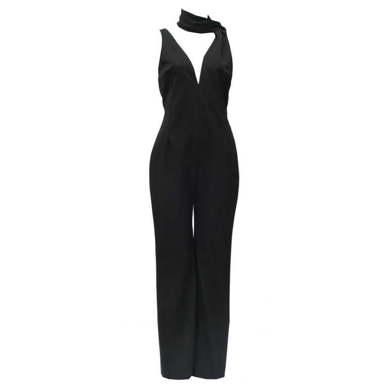 Gianni Versace Tie-Neck Jumpsuit Fall 1998 For Sale