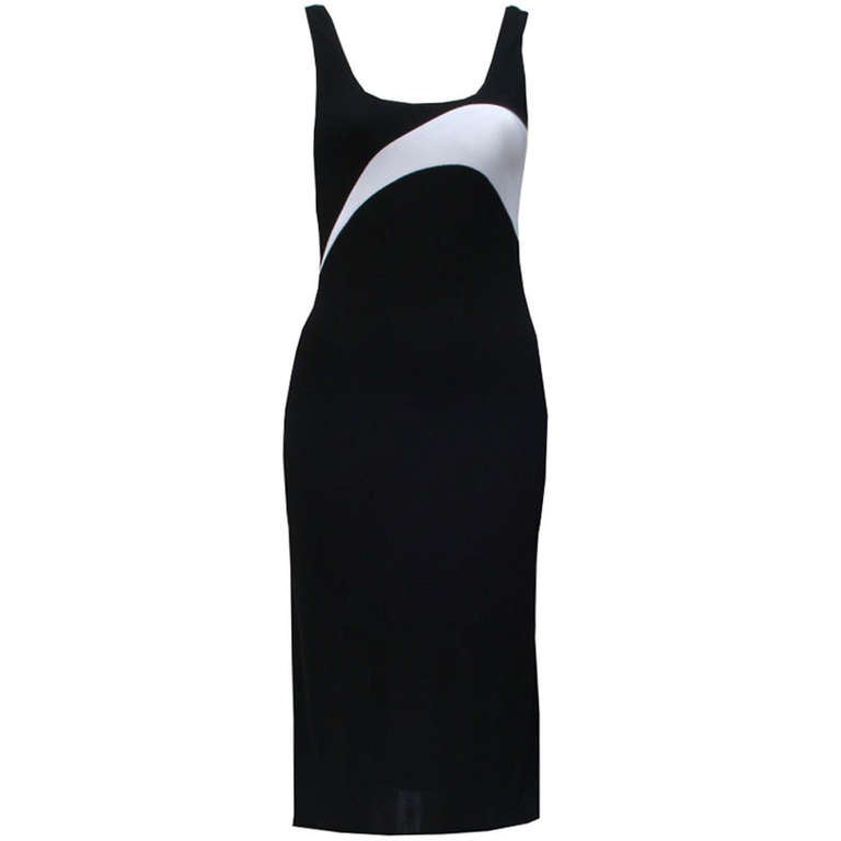 Gianni Versace Couture Black Dress With White Flash Spring/Summer 1998 For Sale
