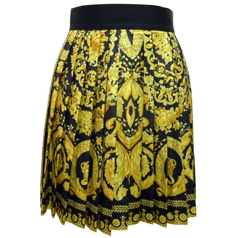 Gianni Versace Baroque Print Silk Skirt Fall 1991 For Sale