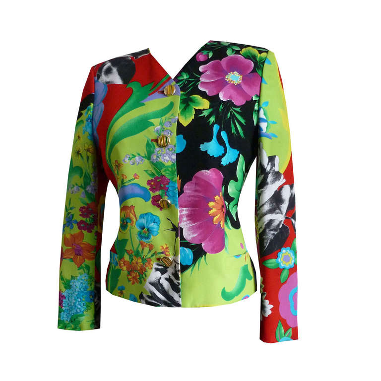 Gianni Versace Istante Floral Print Jacket Spring/Summer 1993 For Sale