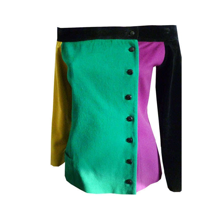 Gianni Versace Pret-A-Porter Colour Blocked Jacket Autumn/Winter 1989 For Sale