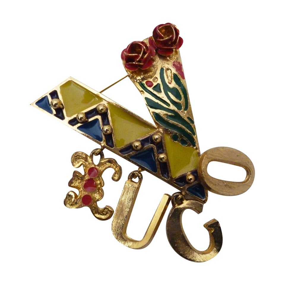 Rare Gianni Versace Vogue Pop-Art Pin Brooch Spring 1991 For Sale