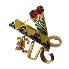 Rare Gianni Versace Vogue Pop-Art Pin Brooch Spring 1991