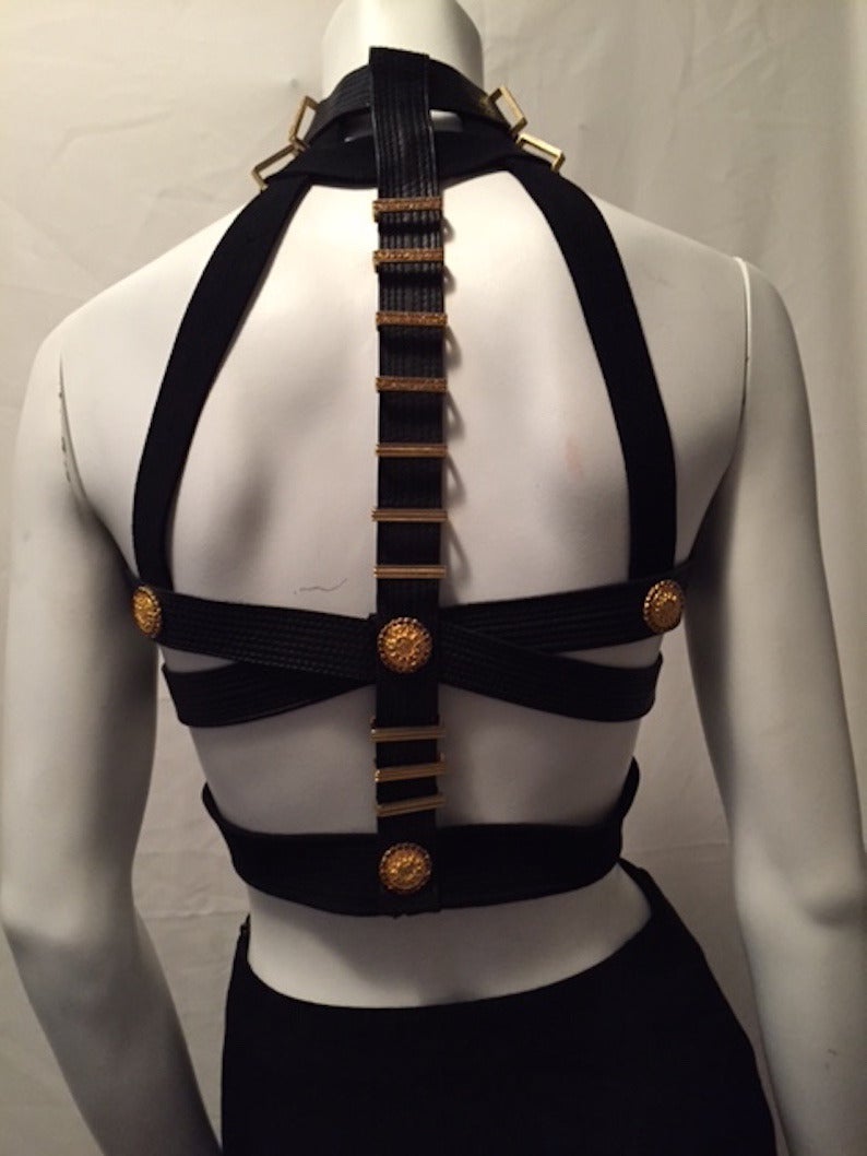 Women's Iconic Gianni Versace Couture Bondage Jewelled Harness Ensemble Fall 1992 For Sale