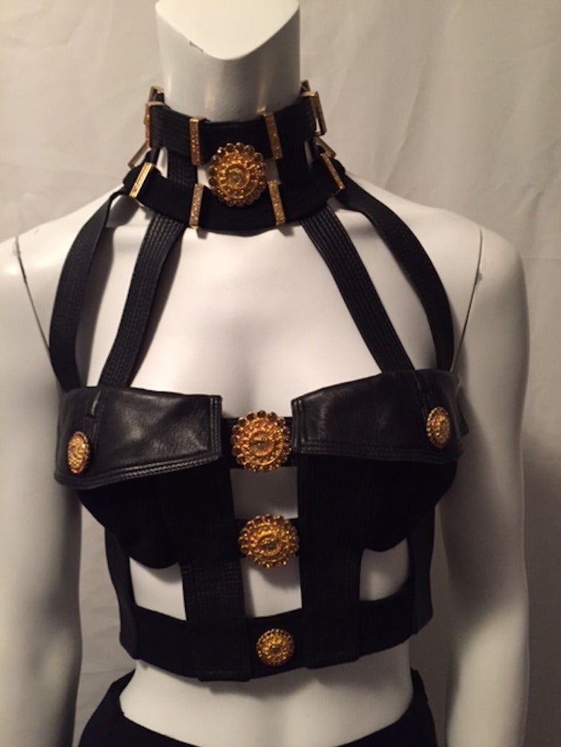 Iconic Gianni Versace Couture Bondage Jewelled Harness Ensemble Fall 1992 In Excellent Condition For Sale In W1, GB