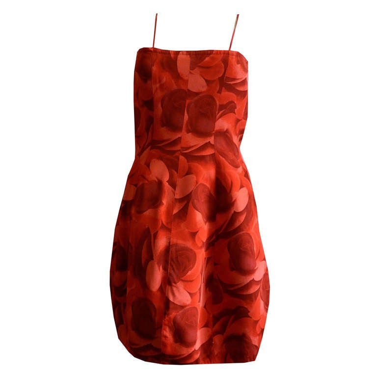 Gianni Versace Pret-A-Porter Silk Rose Print Dress Spring/Summer 1988 For Sale