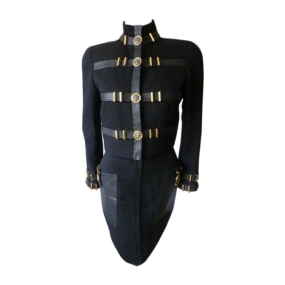 Iconic Gianni Versace Couture Bondage Harness Medallion Ensemble Fall 1992 For Sale