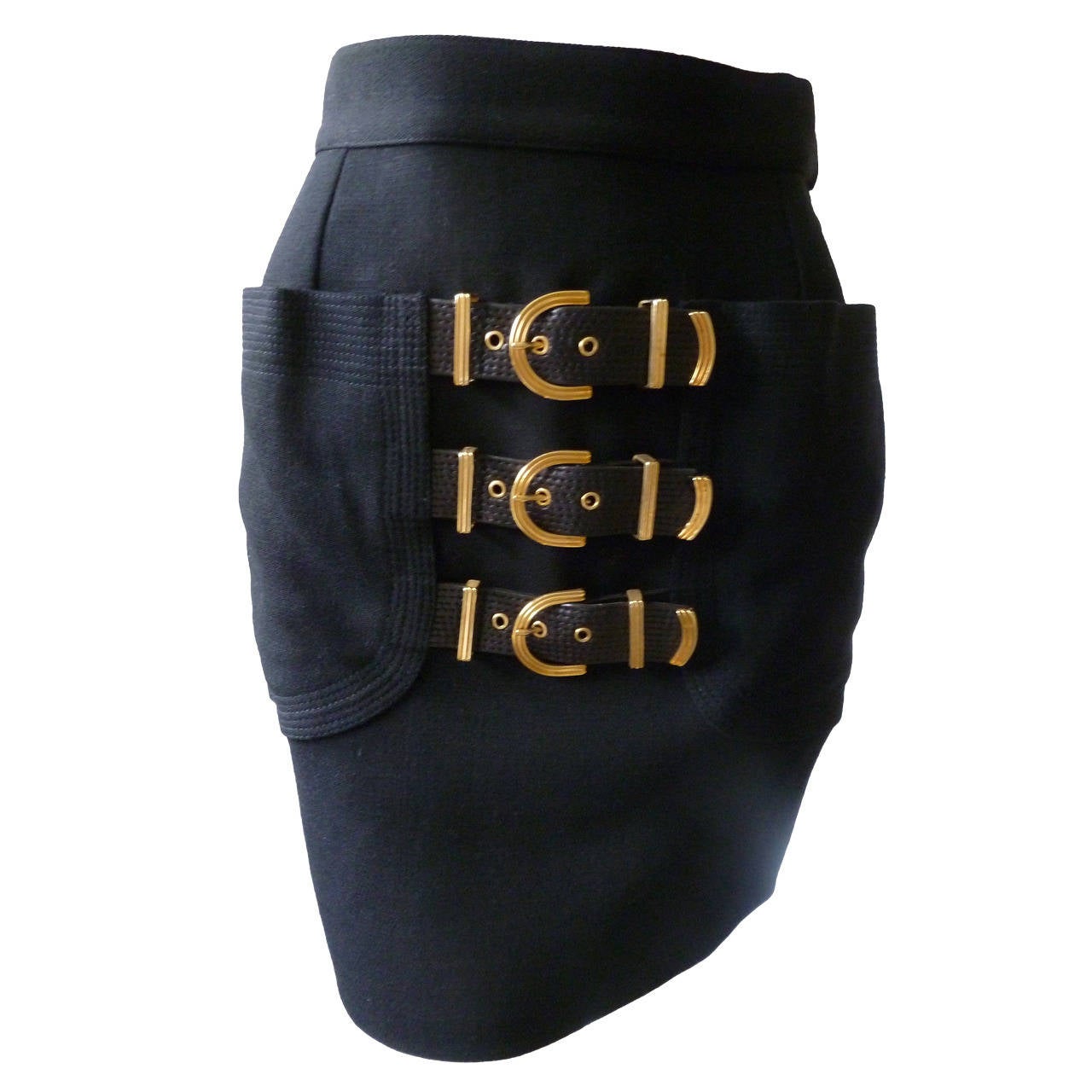 Rare Gianni Versace Couture Bondage Buckles Lace-Up Skirt Fall 1992 For Sale
