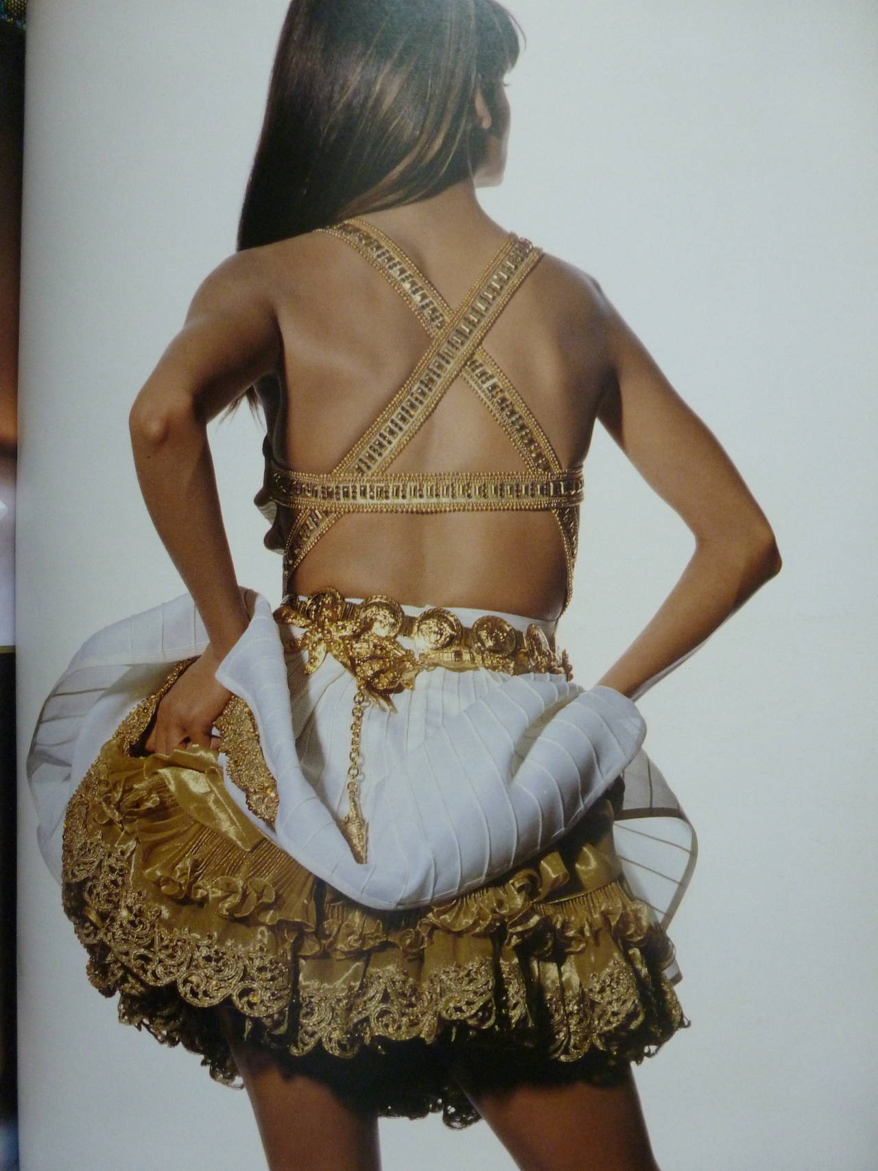 Women's Gianni Versace Couture Tiered Gold Lace Overlay Evening Skirt Spring 1992 For Sale