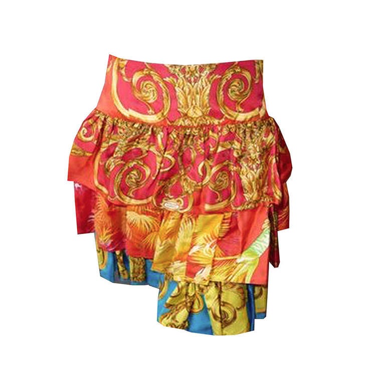 Gianni Versace Couture Miami Baroque Silk Skirt Spring/Summer 1993 For Sale