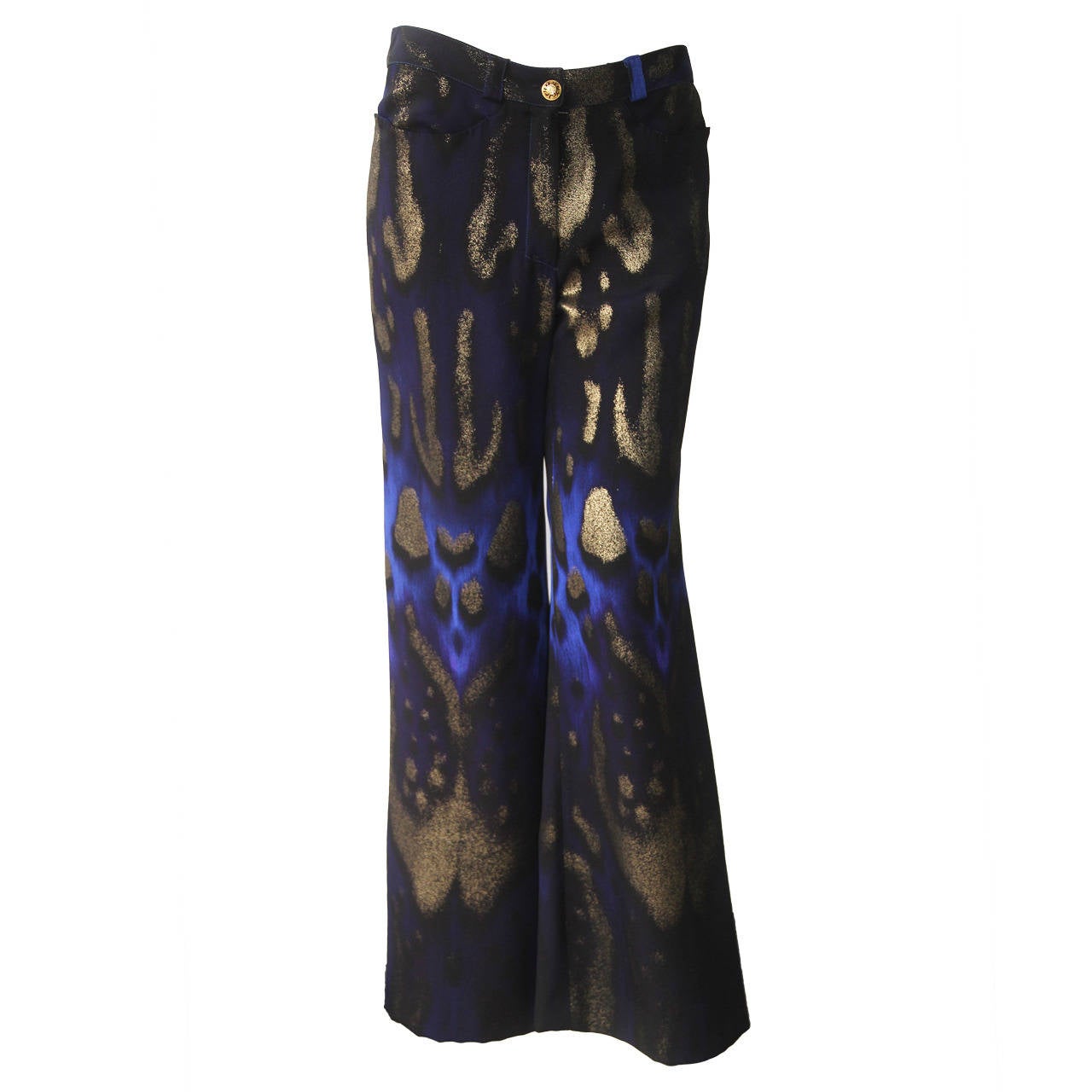 Very Rare Atelier Versace Hand Painted Silk Palazzo Pants Fall 1995 For Sale
