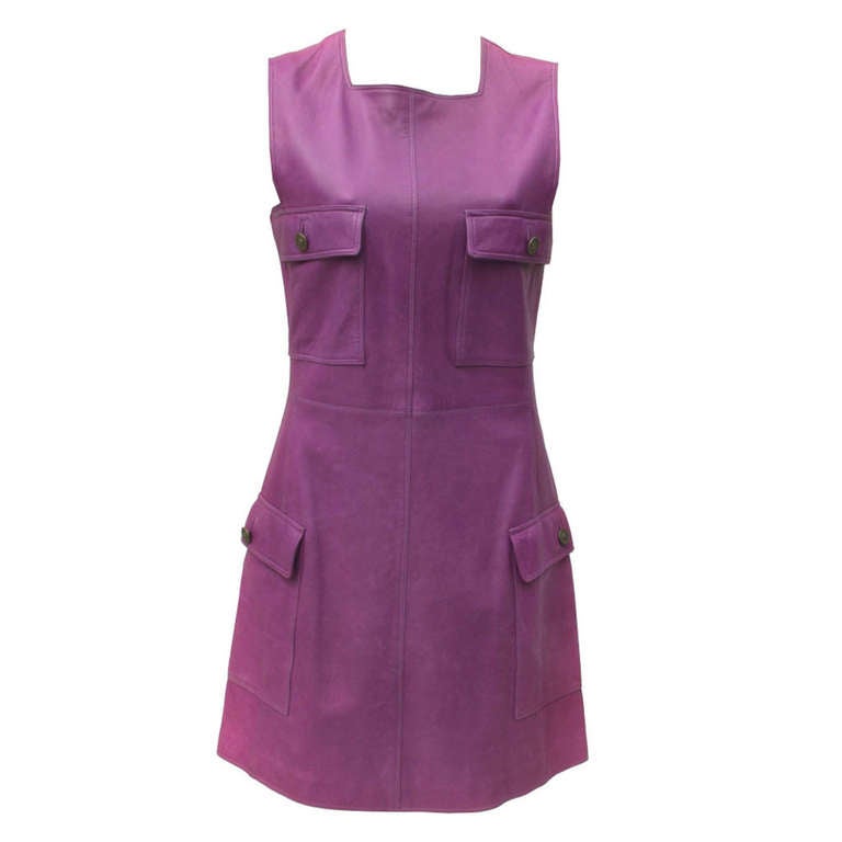 Gianni Versace Pret-A-Porter Leather Pinafore Dress 1994 For Sale