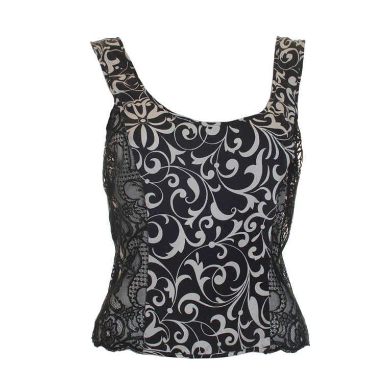 Gianni Versace Intimo Silk With Lace Silk Print Camisole Autumn/Winter 1991 For Sale