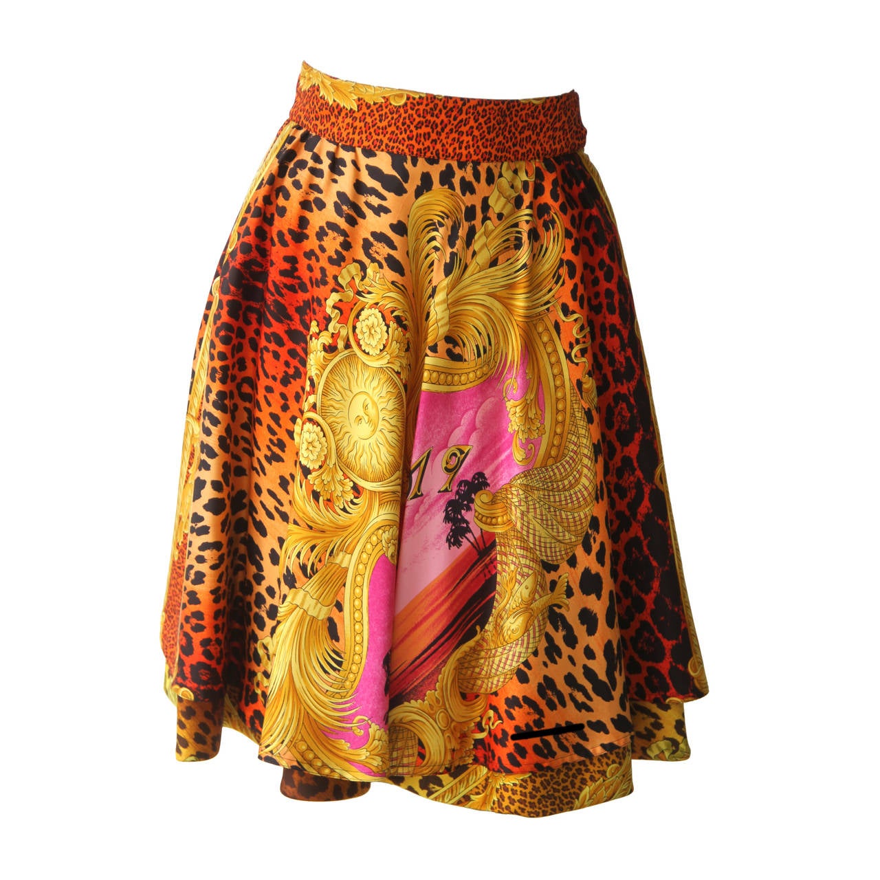 Iconic Gianni Versace Couture Miami Silk Tiered Skirt Spring 1993 For Sale