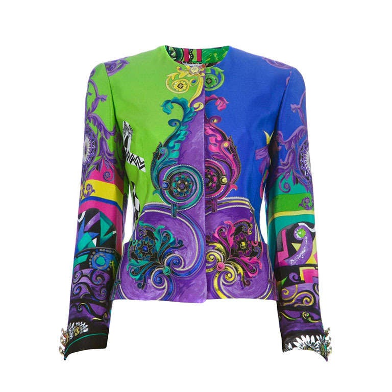 Gianni Versace Couture Pop-Art Print Silk Jacket Spring/Summer 1991 Collection For Sale