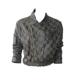 Gianni Versace Leather Biker Jacket With Metal Chains Fall 1994