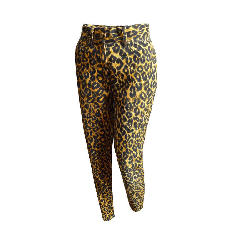 Gianni Versace Versus Leopard Print Jeans Spring/Summer 1992 For Sale