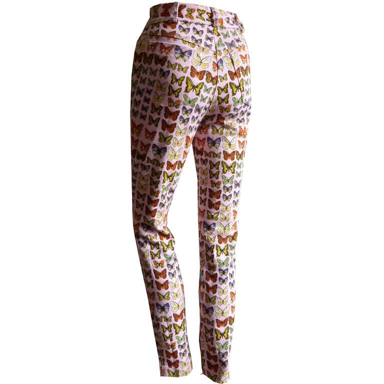 Iconic Gianni Versace Couture Butterfly Print Jeans Spring / Summer 1995