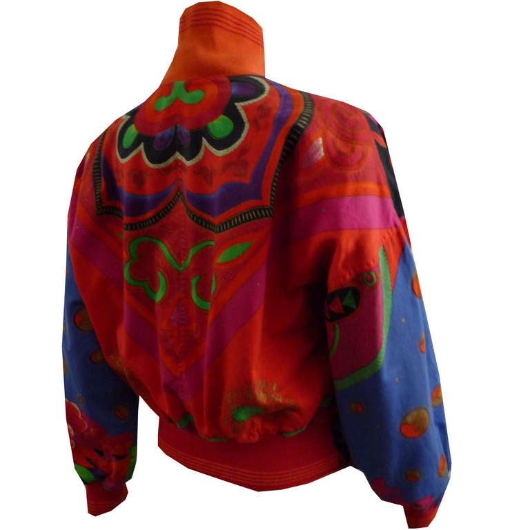 Gianni Versace cotton printed bomber jacket from the Spring/Summer 1991 Pop-Art collection. The print featured in the advertising campaign for the collection and was also used as part of the Atelier Versace Haute Couture collection for the same