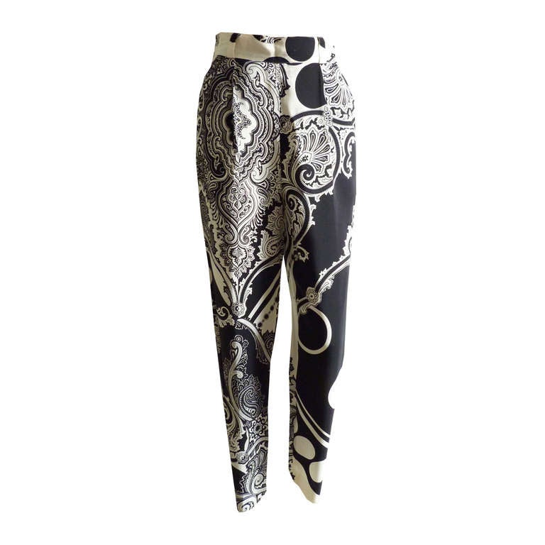 Gianni Versace Pret-A-Porter Silk Printed Pant Spring / Summer 1991 For Sale