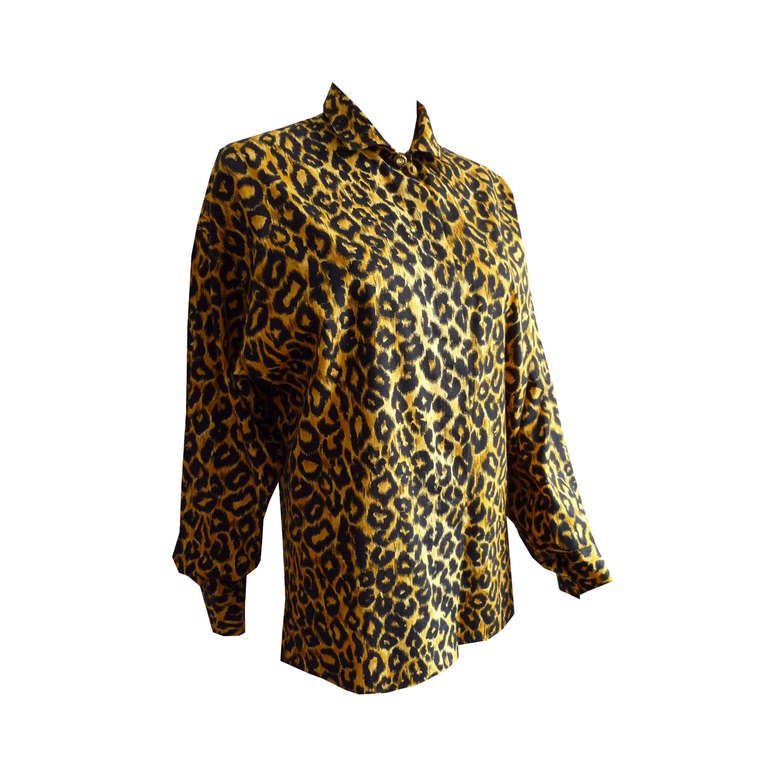 Gianni Versace Versus Leopard Print Blouse Spring / Summer 1992 For Sale