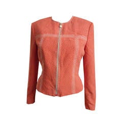 Gianni Versace Couture Silk Polka Dot Zip Front Jacket Spring / Summer 1996