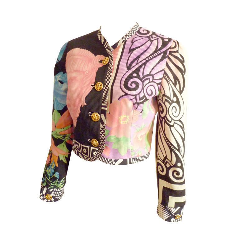 Iconic Gianni Versace Couture Printed Jacket Spring / Summer 1992 For Sale