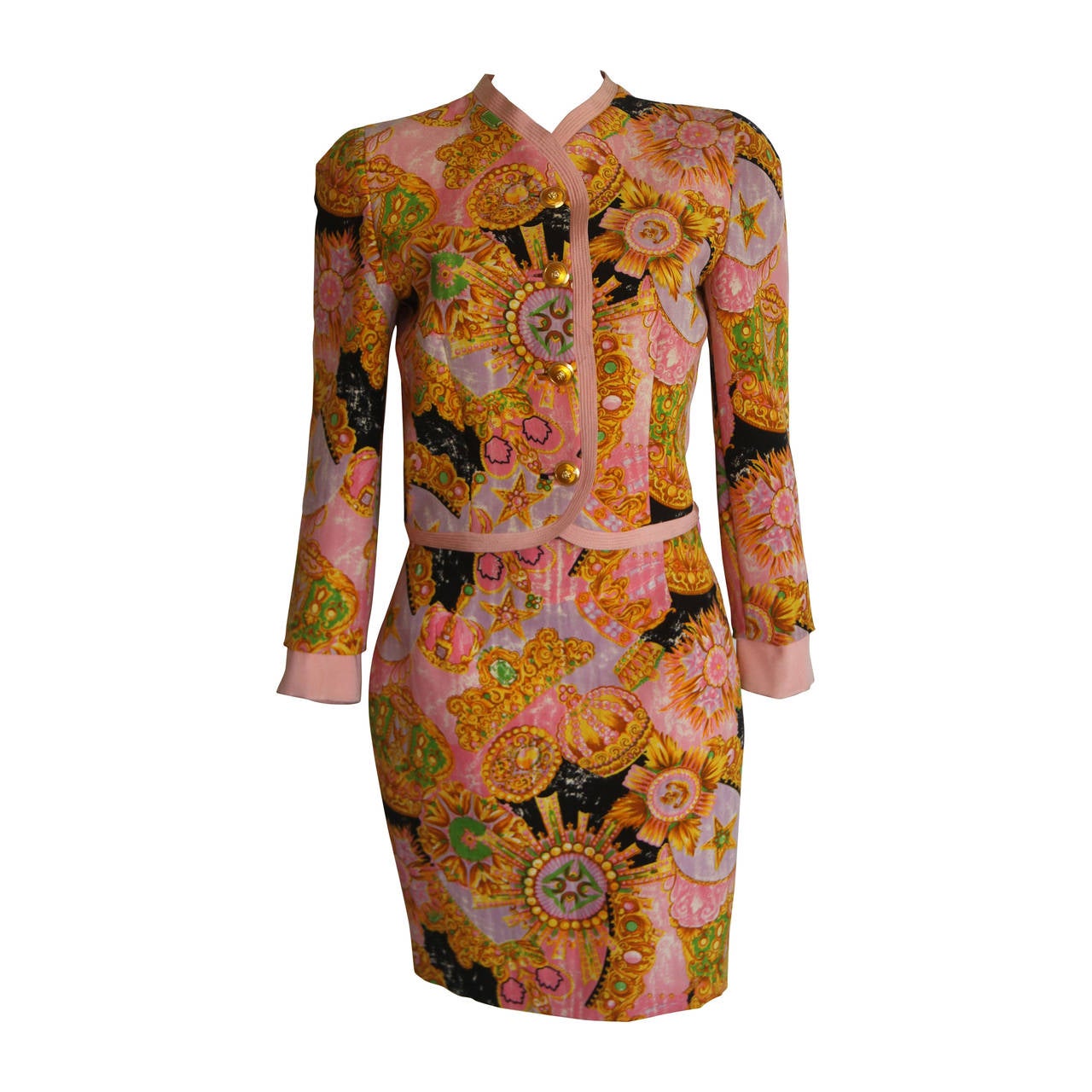 Rare Atelier Versace Printed Suit Spring 1992 For Sale