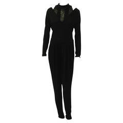 Very Rare Gianni Versace For Callaghan Jersey Sequin Jumpsuit 1970's