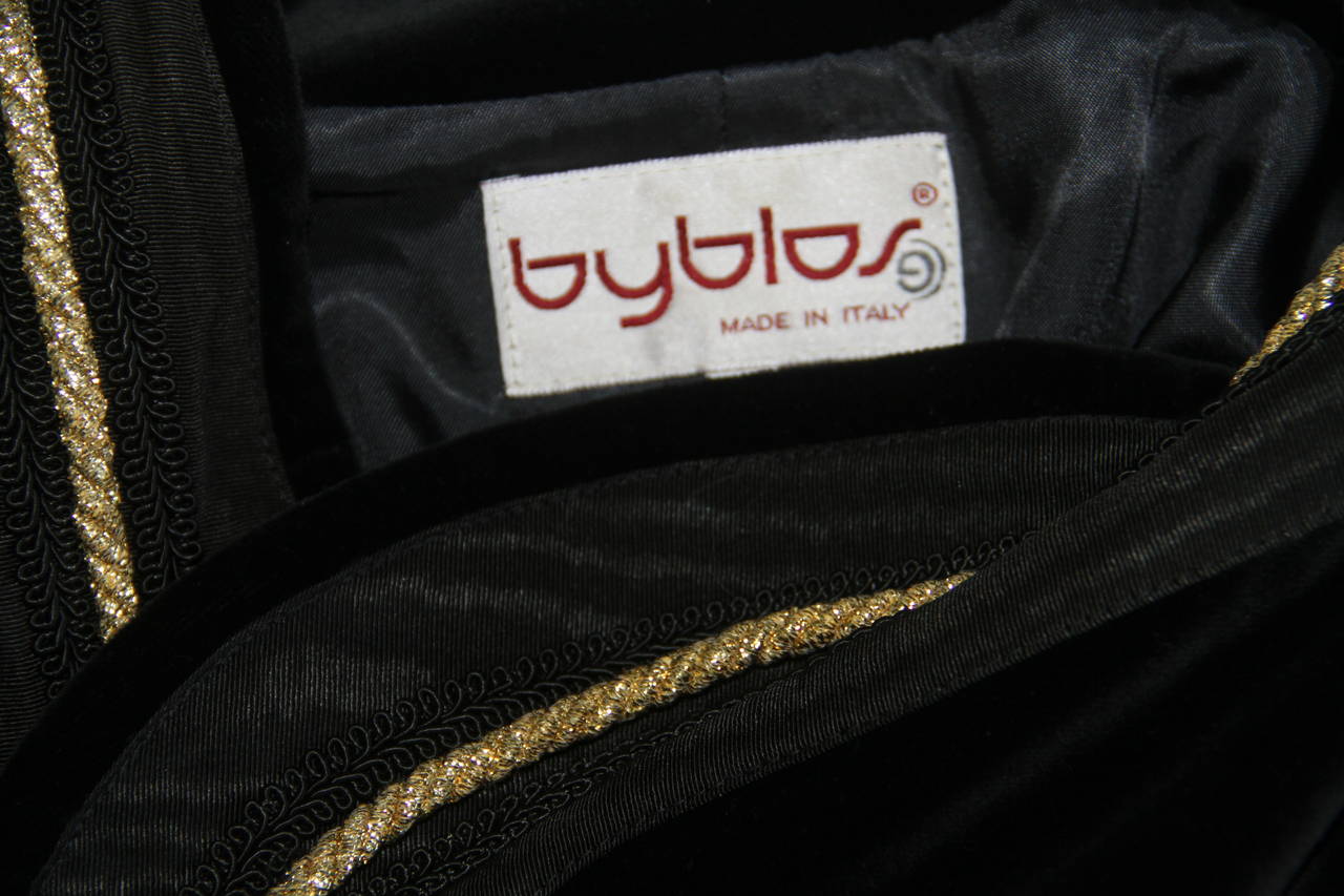 Black Rare Byblos Velvet With Faux Fur Evening Bolero Fall 1990 For Sale
