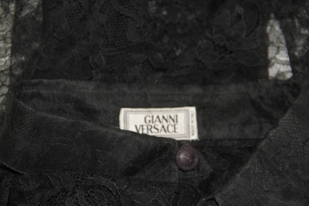 Iconic Gianni Versace Silk Lace Punk Collection Shirt Spring 1994 For Sale 1