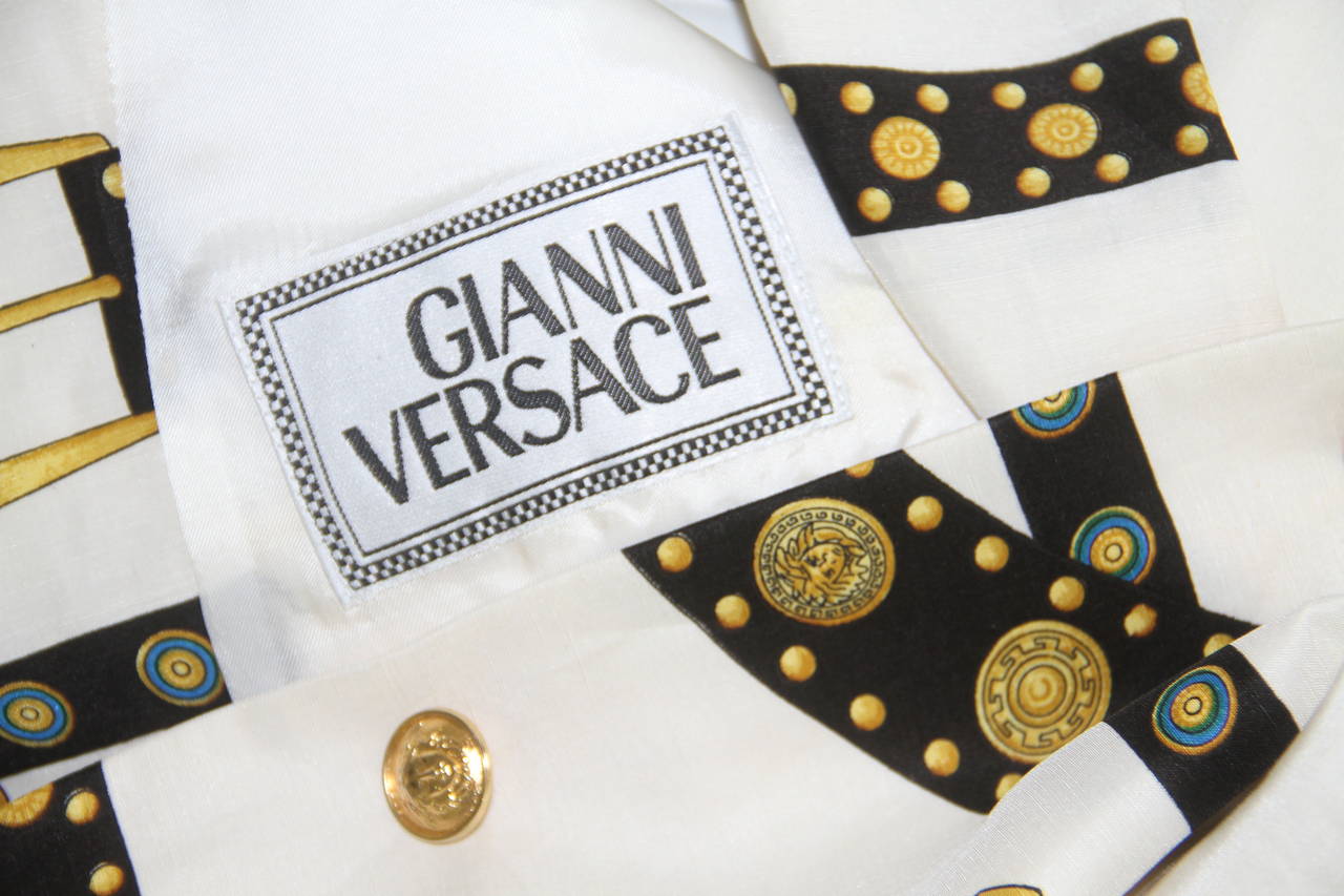 Iconic Gianni Versace Studded Belt Print Jacket Spring 1993 In New Condition For Sale In W1, GB