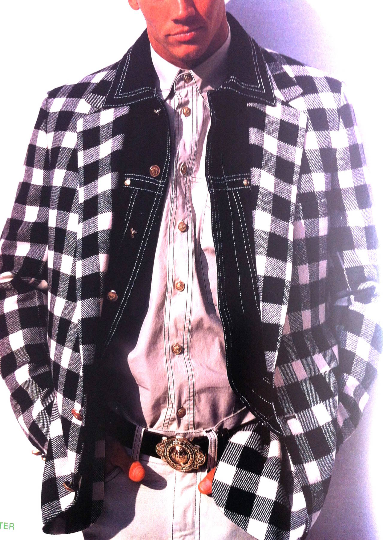 Women's Gianni Versace Checked Jacket Bondage Collection Fall 1992 For Sale