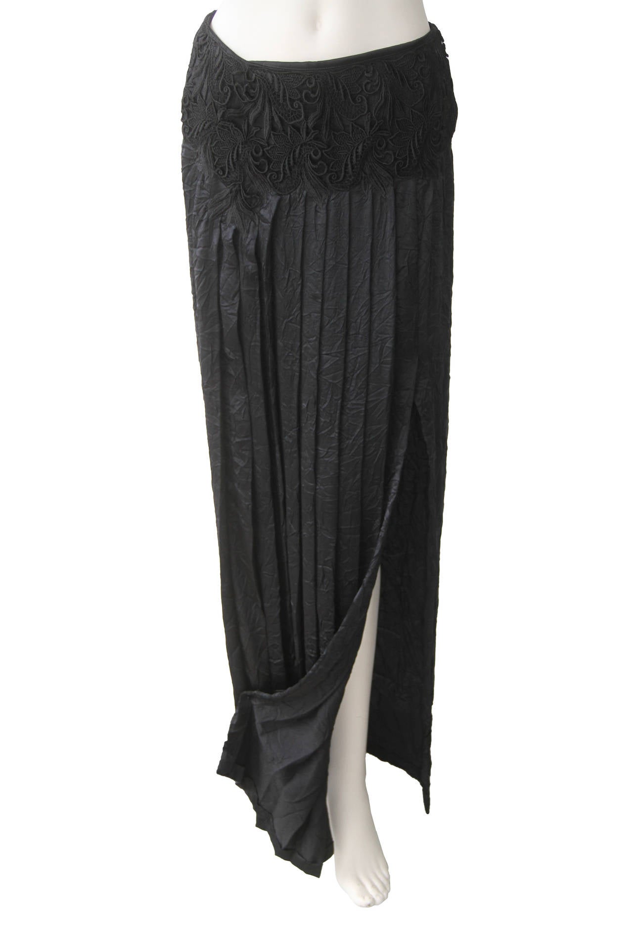 Gianni Versace Punk Lace Waistband Long Silk Skirt Spring 1994 In New Condition For Sale In W1, GB